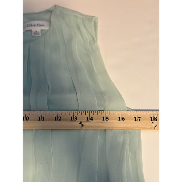 Calvin Klein Pleated Blouse S Mint Green Minimalist Balletcore Work Top - Picture 4 of 7